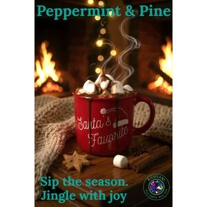 Peppermint & Pine Santa's Favorite Mug – Holiday Ceramic –‎ Jingle Bell Tag